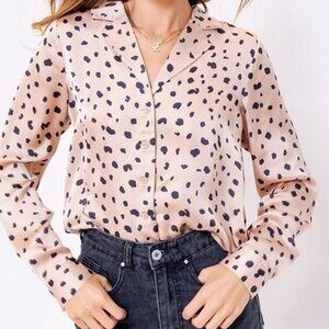Le Lis Leopard Print Button Top P5474